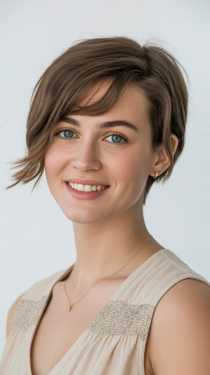short haircuts for women 2026 Soft Layered Pixie-Bob Blend