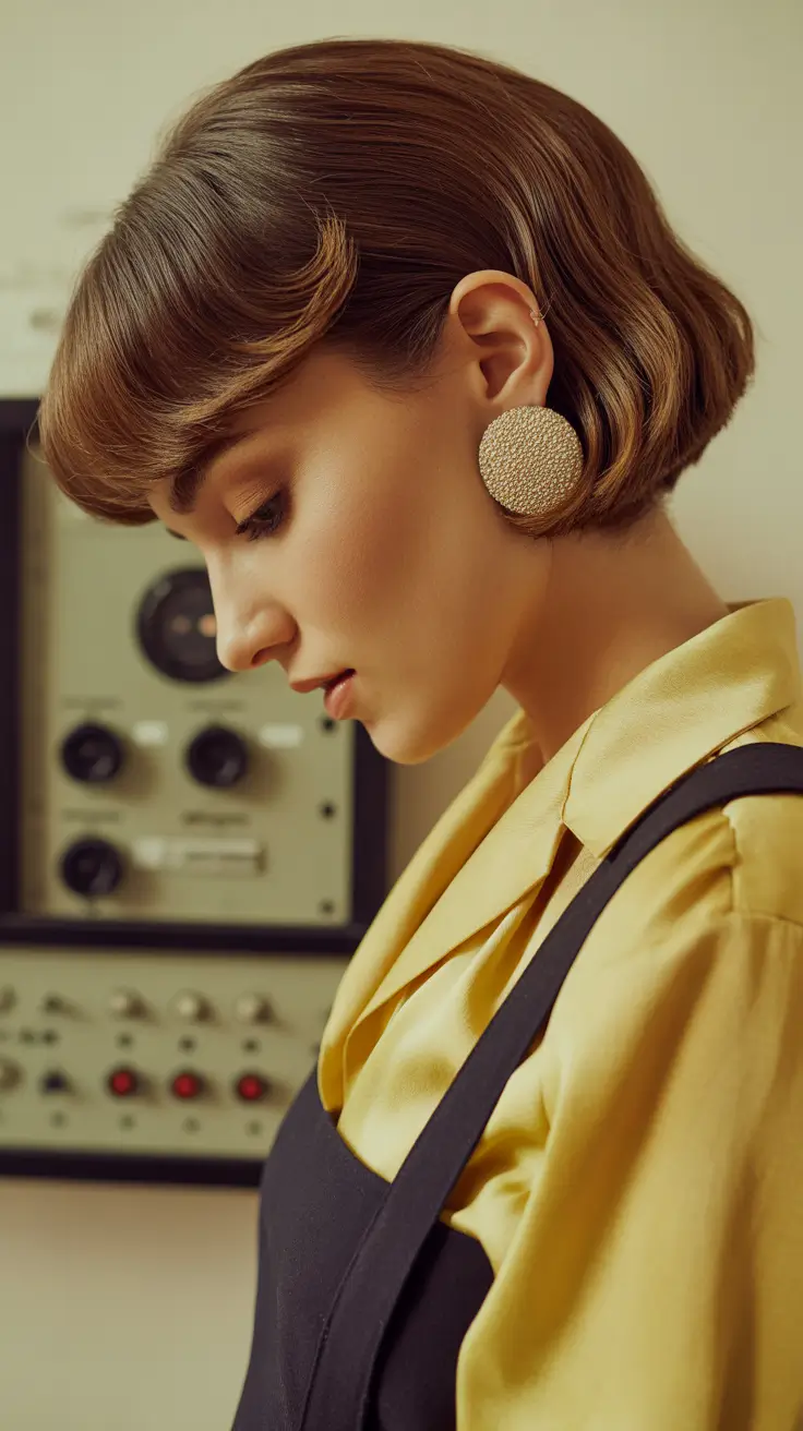 short haircuts for women 2026 Retro Glossed Bob with Sculpted Fringe