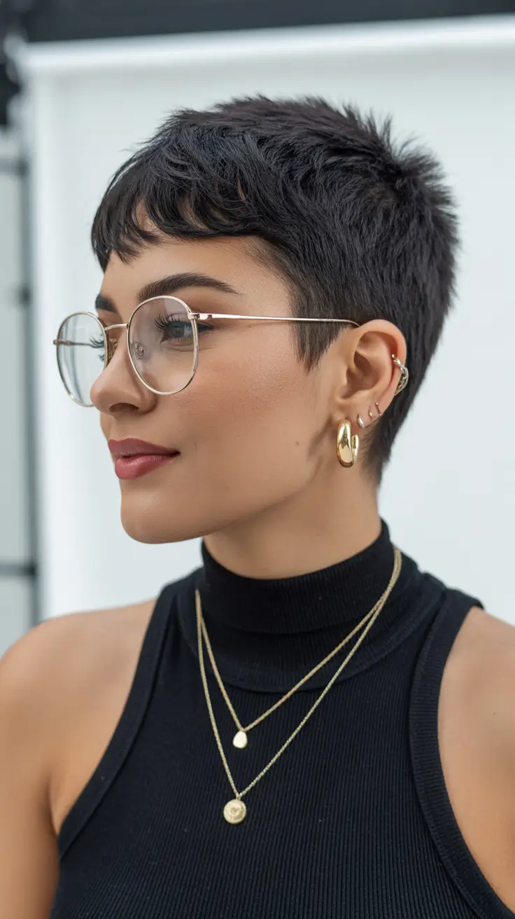 short haircuts for women 2026 Modern Tapered Pixie with Edge