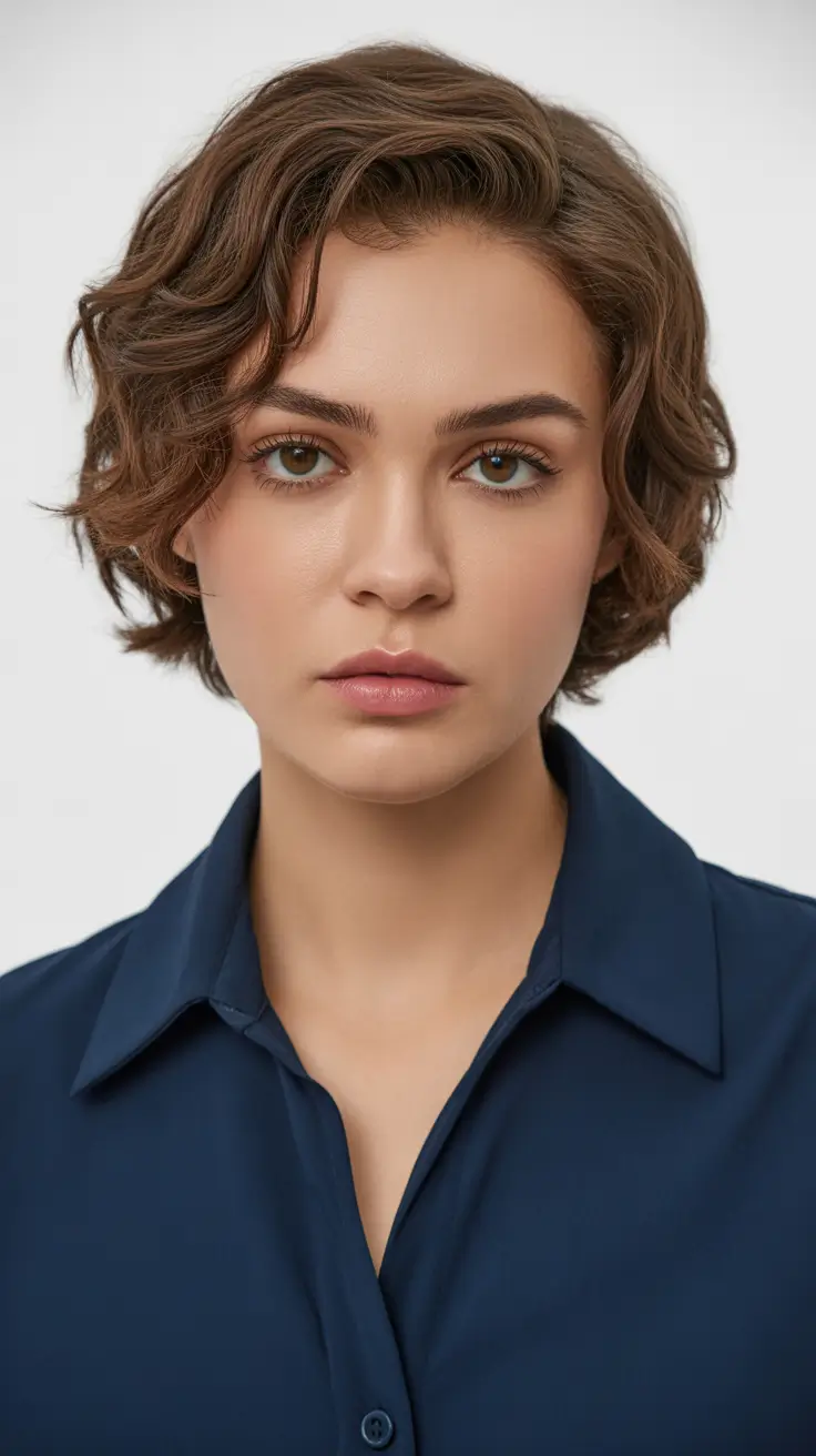short haircuts for women 2026 Effortless Wavy Bob with Polished Ease