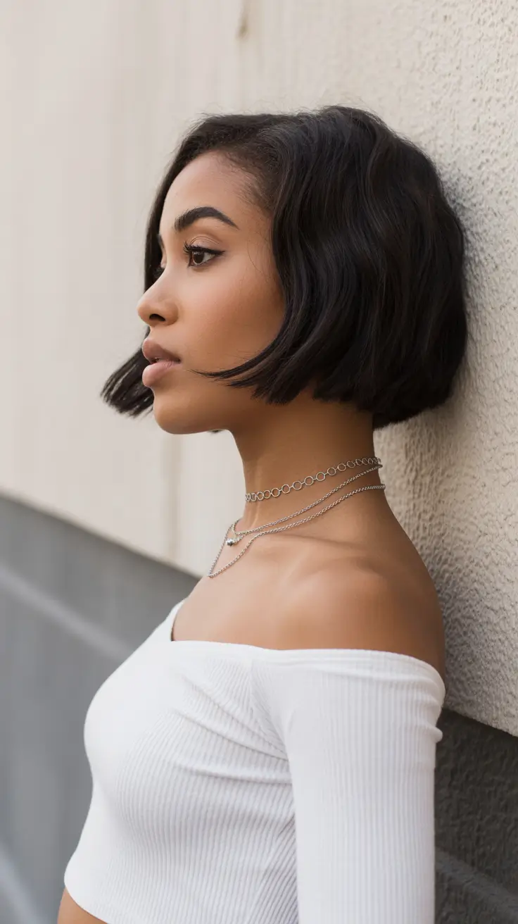 short haircuts for women 2026 Rounded Micro Bob with Sculpted Movement