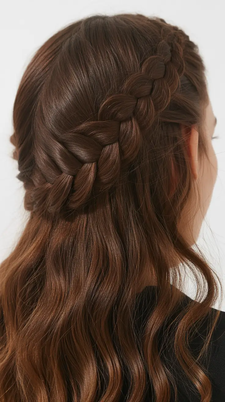 Braided hairstyles for women 2026 Romantic Dutch Half-Braid with Flowing Waves