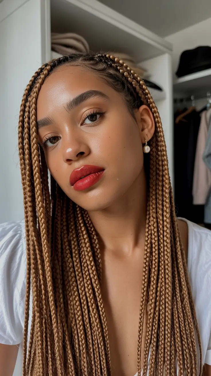 Braided hairstyles for women 2026 Bronzed Knotless Box Braids with Classic Length