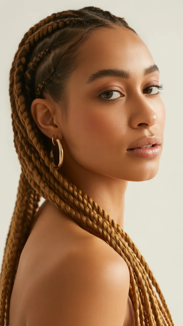 Braided hairstyles for women 2026 Golden Rope Twists with Sleek Edges