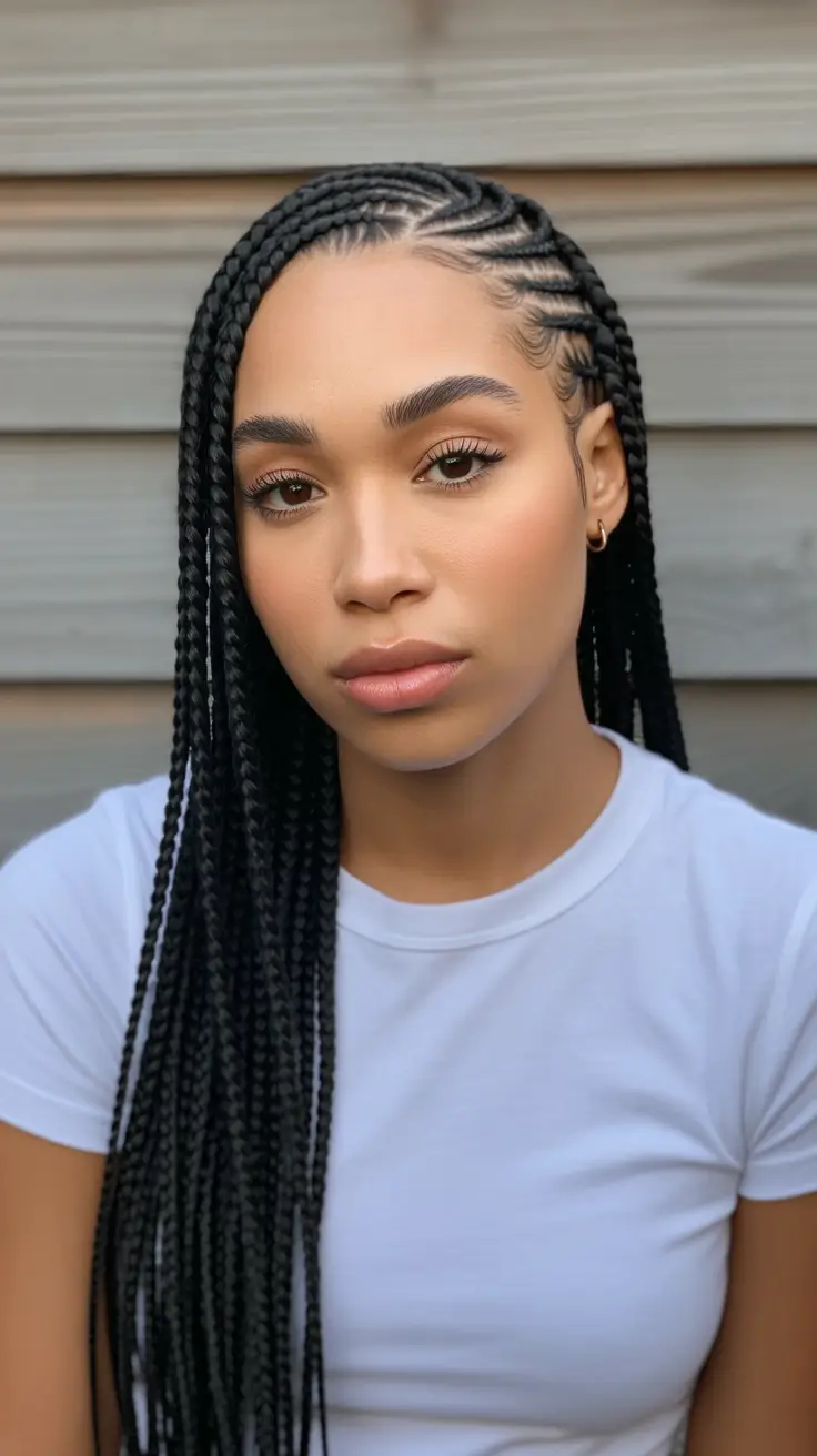 Braided hairstyles for women 2026 Side-Swept Knotless Braids