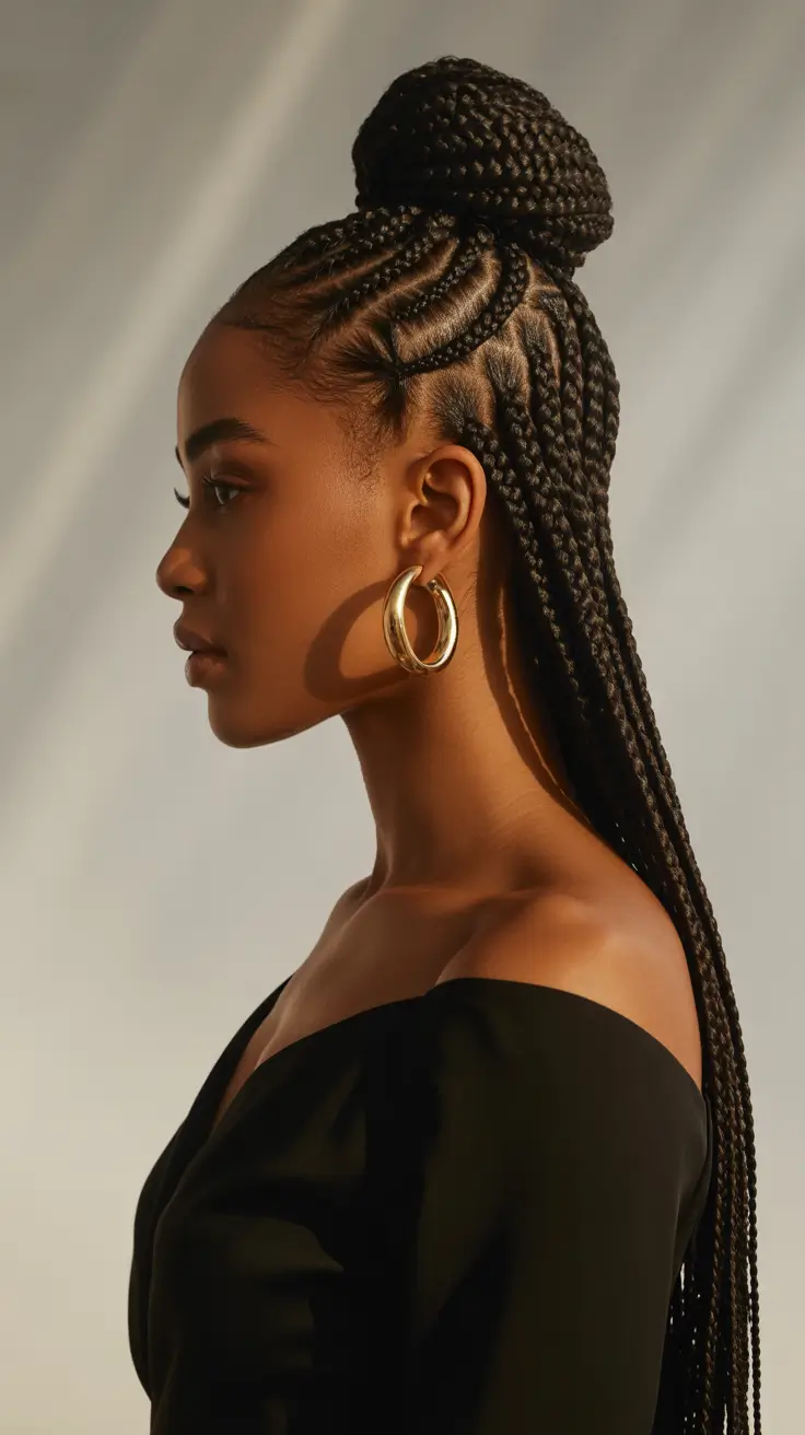 Braided hairstyles for women 2026 High Braided Bun with Length