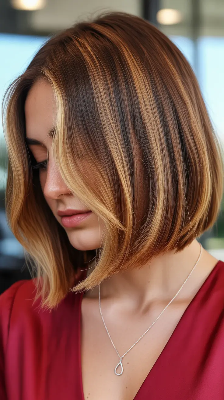 caramel hair color 2026 Salted Caramel Balayage Bob