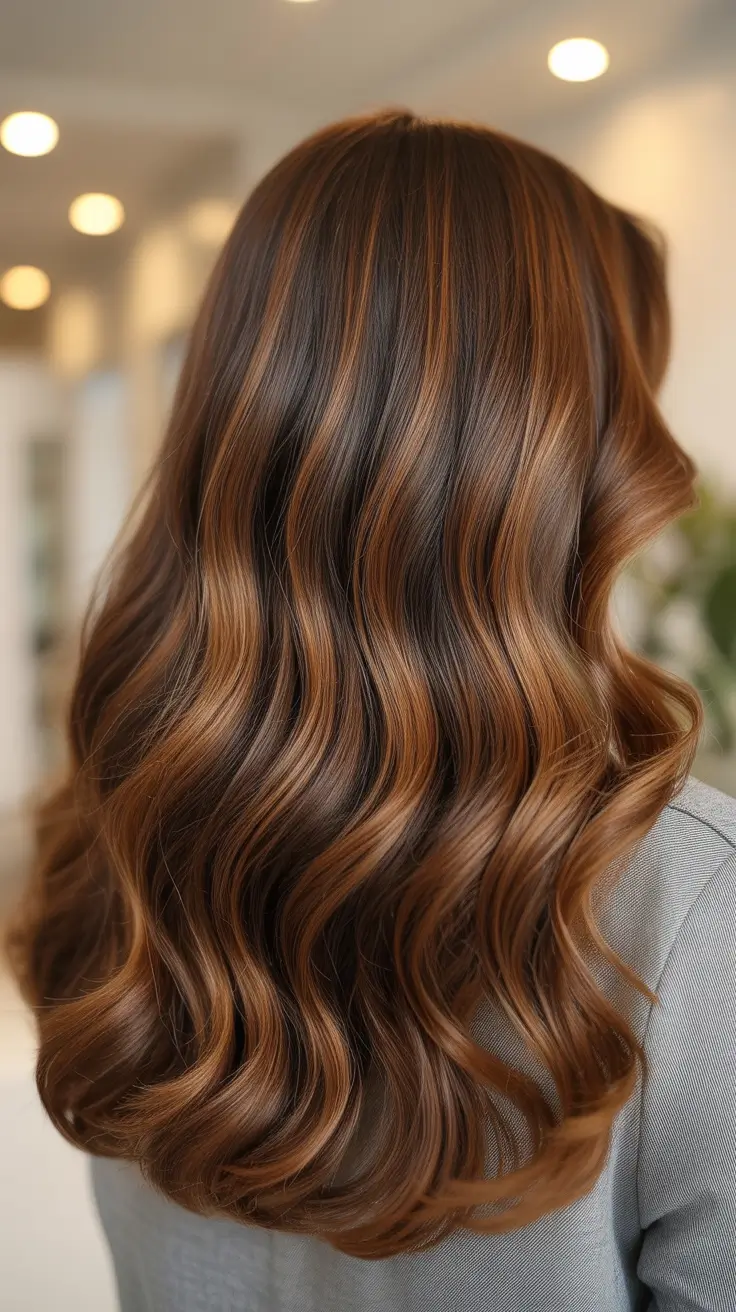 caramel hair color 2026 Rich Brun Caramel Waves