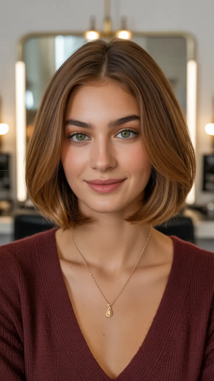 caramel hair color 2026 Honey Caramel Bob with Dimensional Glow