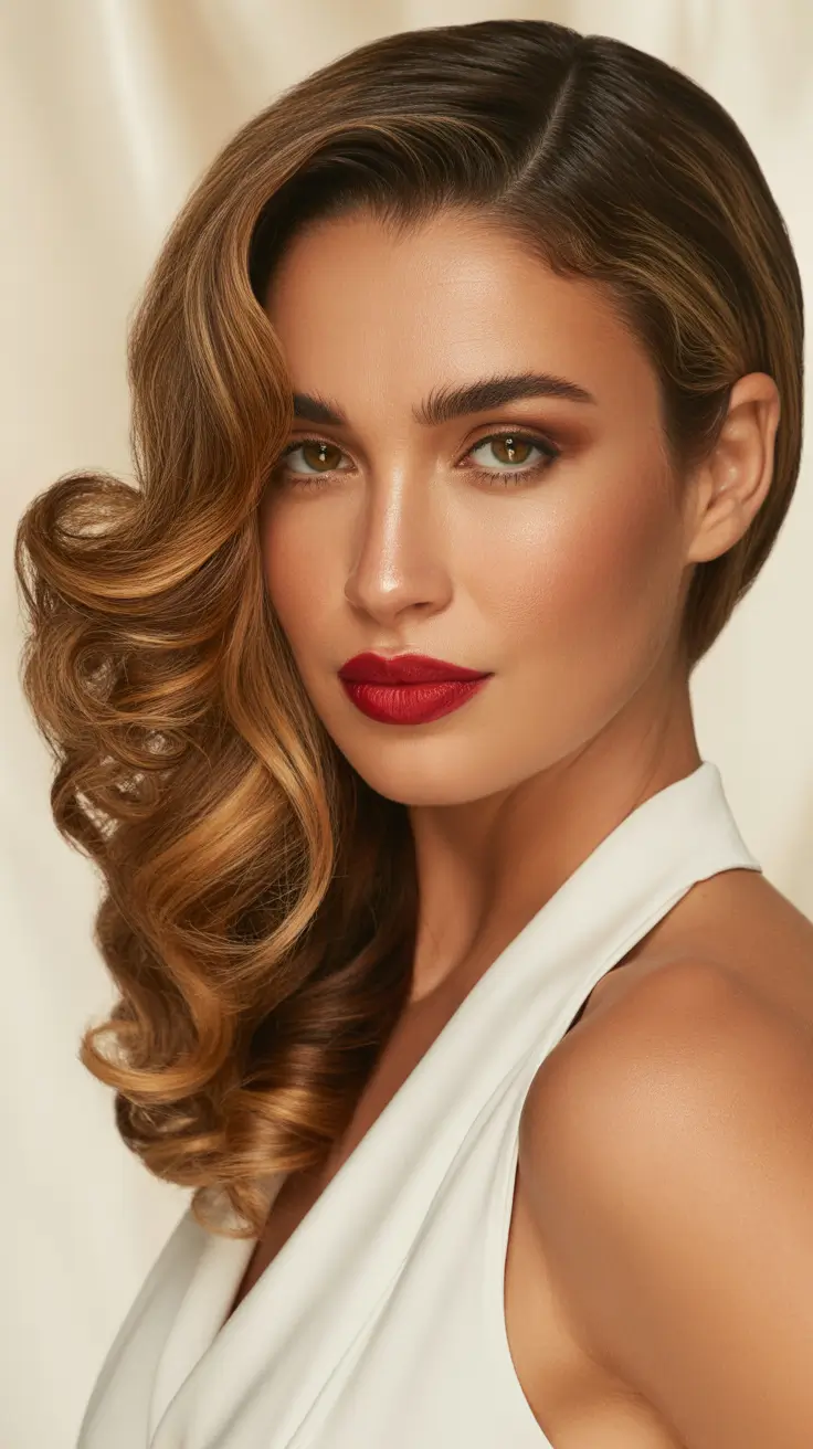 Chic side part hairstyles 2026 Old-Hollywood Sculpted Waves with a Modern Edge