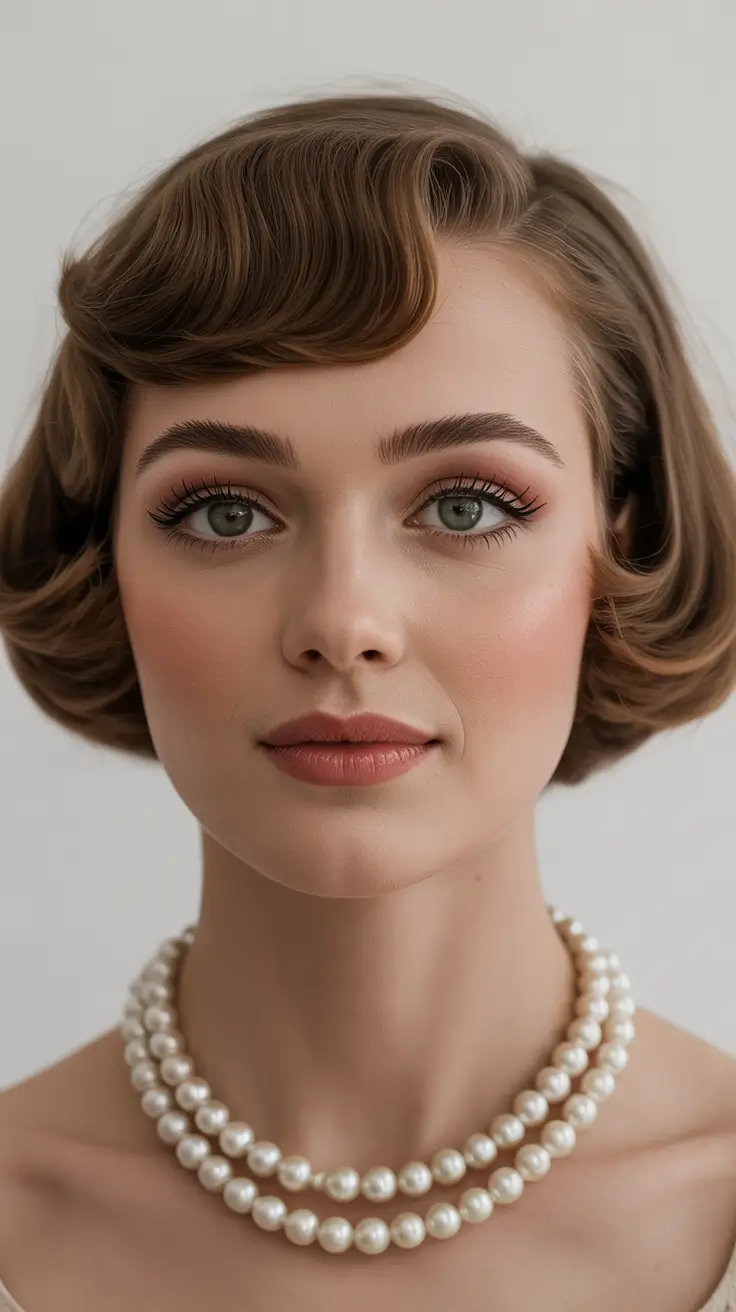 Chic side part hairstyles 2026 Vintage-Inspired Short Side Part with Sculpted Fringe