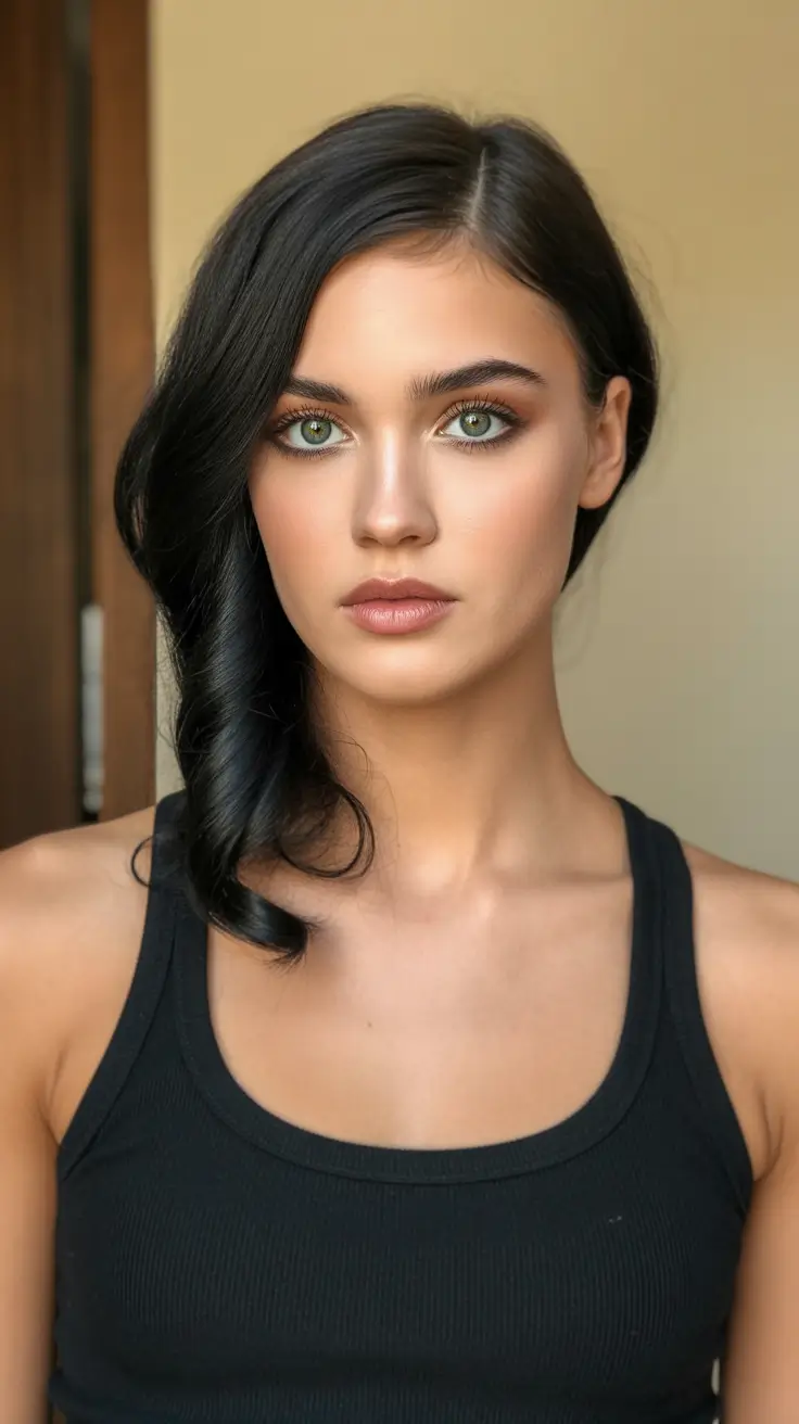 Chic side part hairstyles 2026 Glossy S-Curl Elegance with a Clean Side Sweep