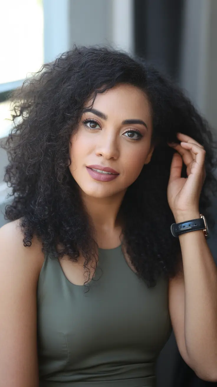 curly hairstyles Soft Side-Defined Volume with Natural Texture