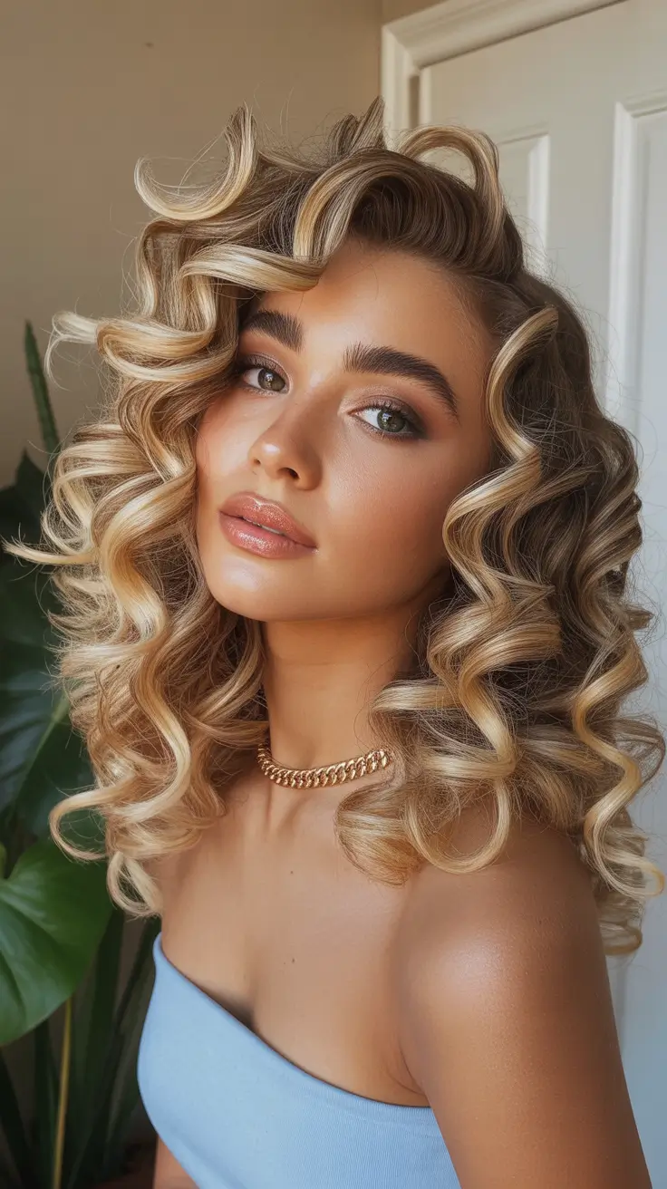 curly hairstyles Retro Sculpted Barrel Curls with Glam Shine