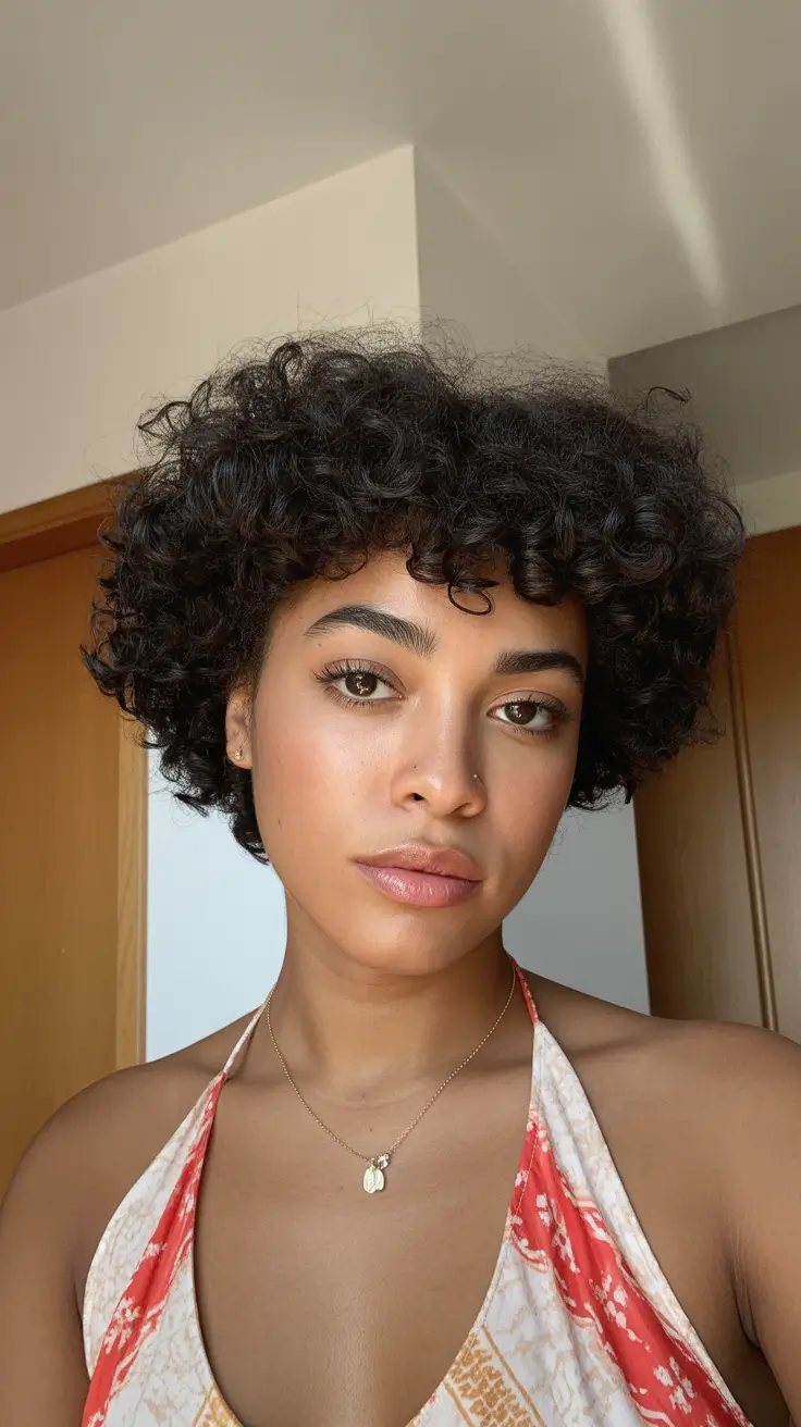 curly hairstyles Cozy Curly Crop with Sculpted Halo Shape