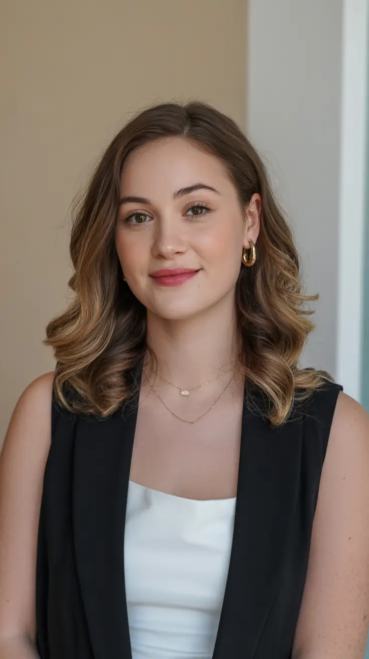 Cute hairstyle ideas 2026 Soft Wavy Lob with Honey Ends