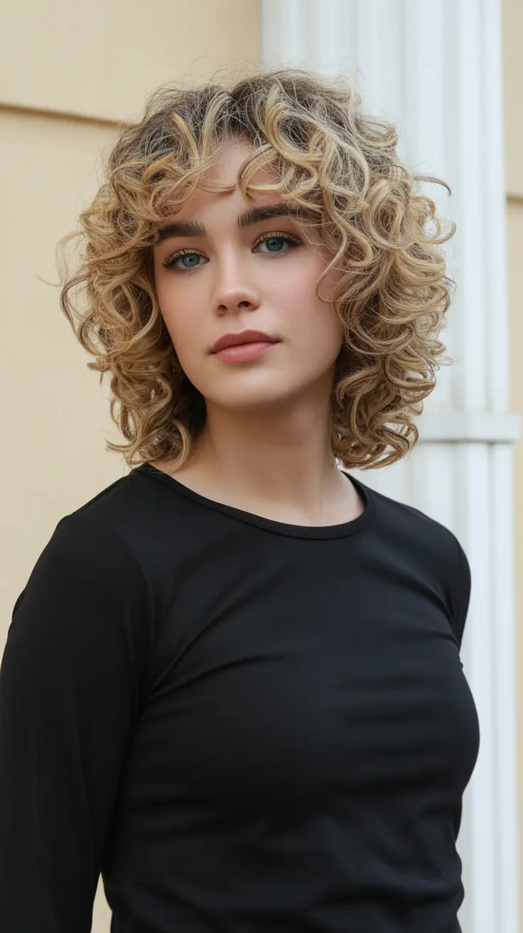 Cute hairstyle ideas 2026 Golden Curly Bob with Volume