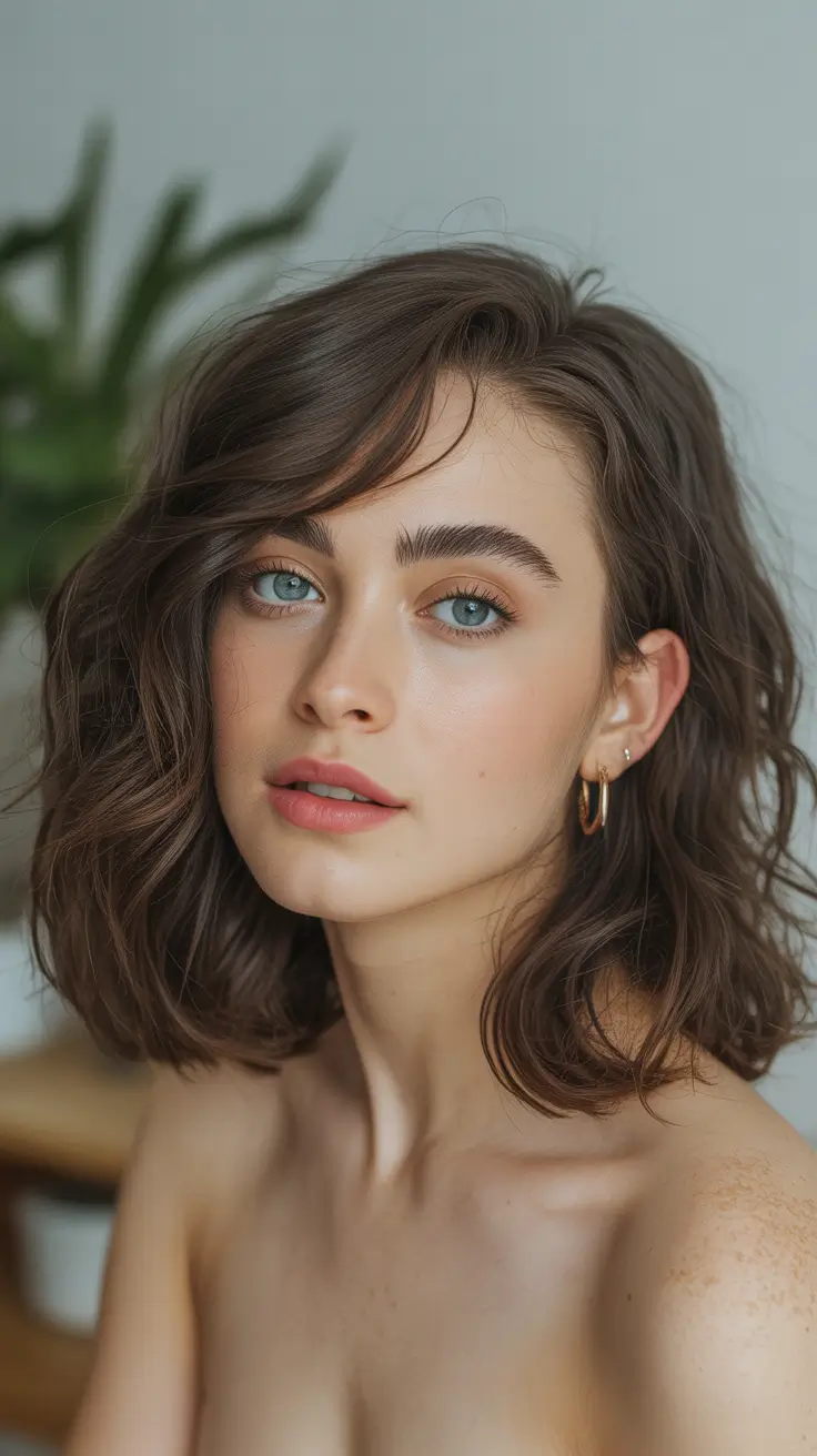 Cute hairstyle ideas 2026 Wavy Bob with Side Bangs