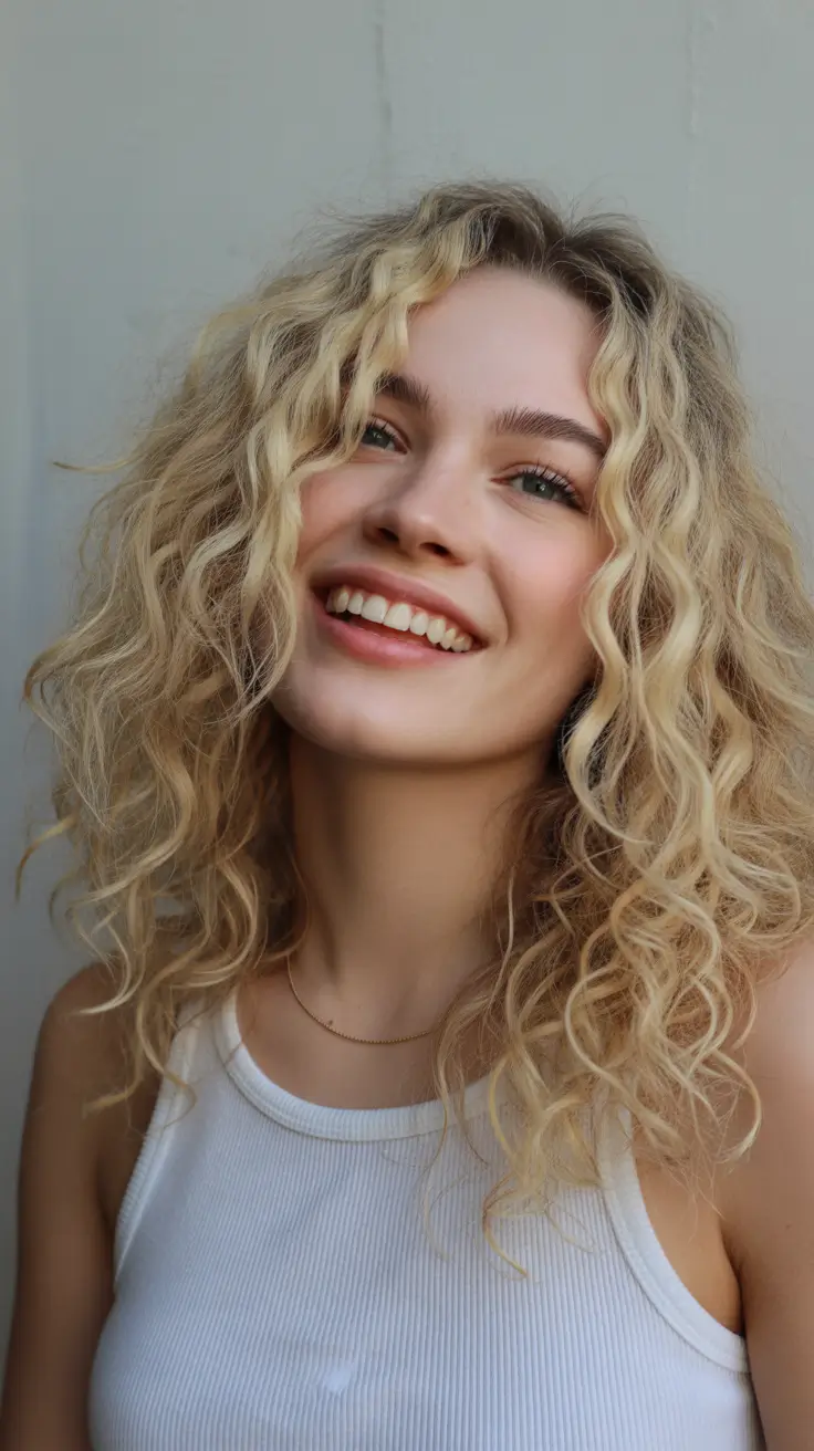 Cute hairstyle ideas 2026 Playful Curly Blonde Volume