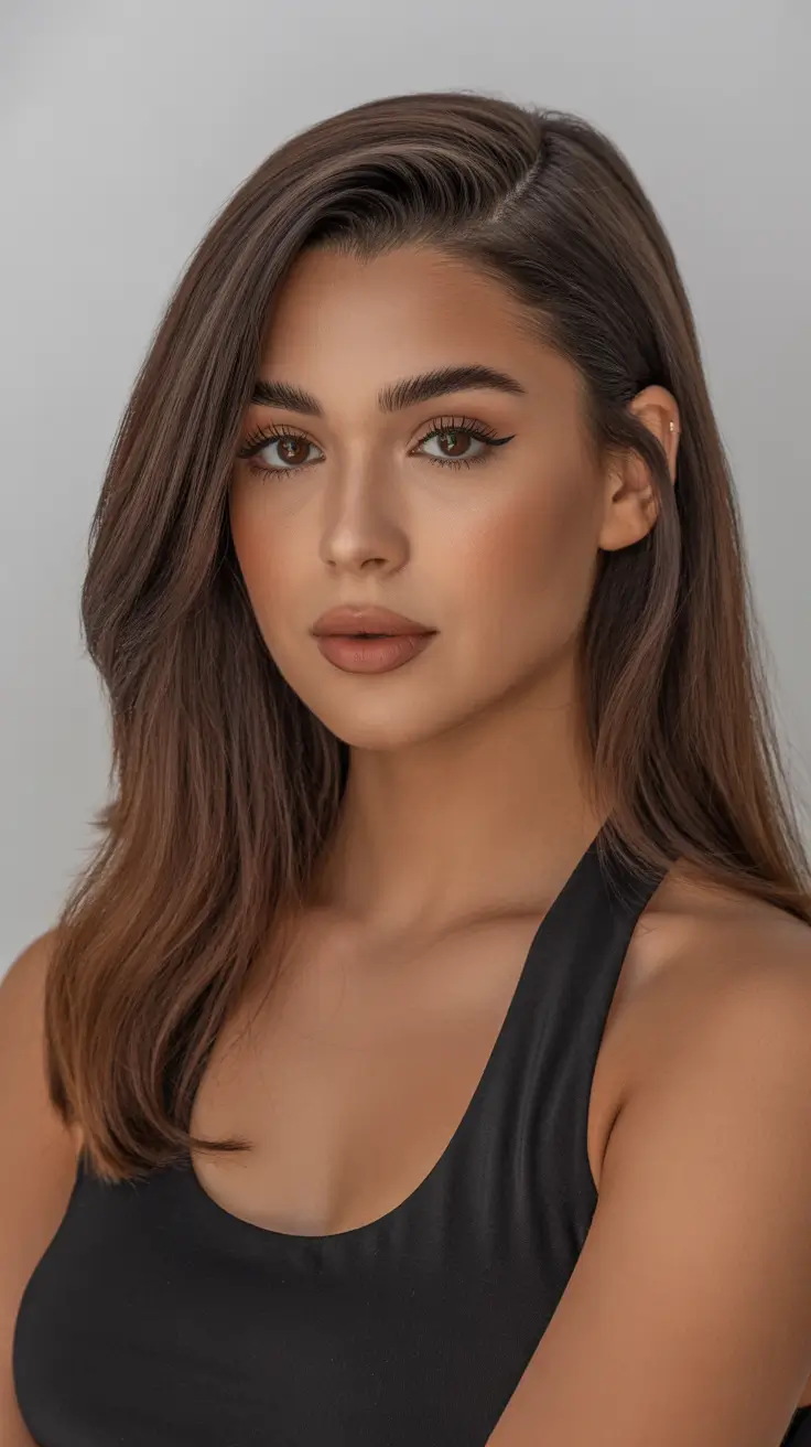 Cute hairstyle ideas 2026 Sleek Side-Parted Medium Hair