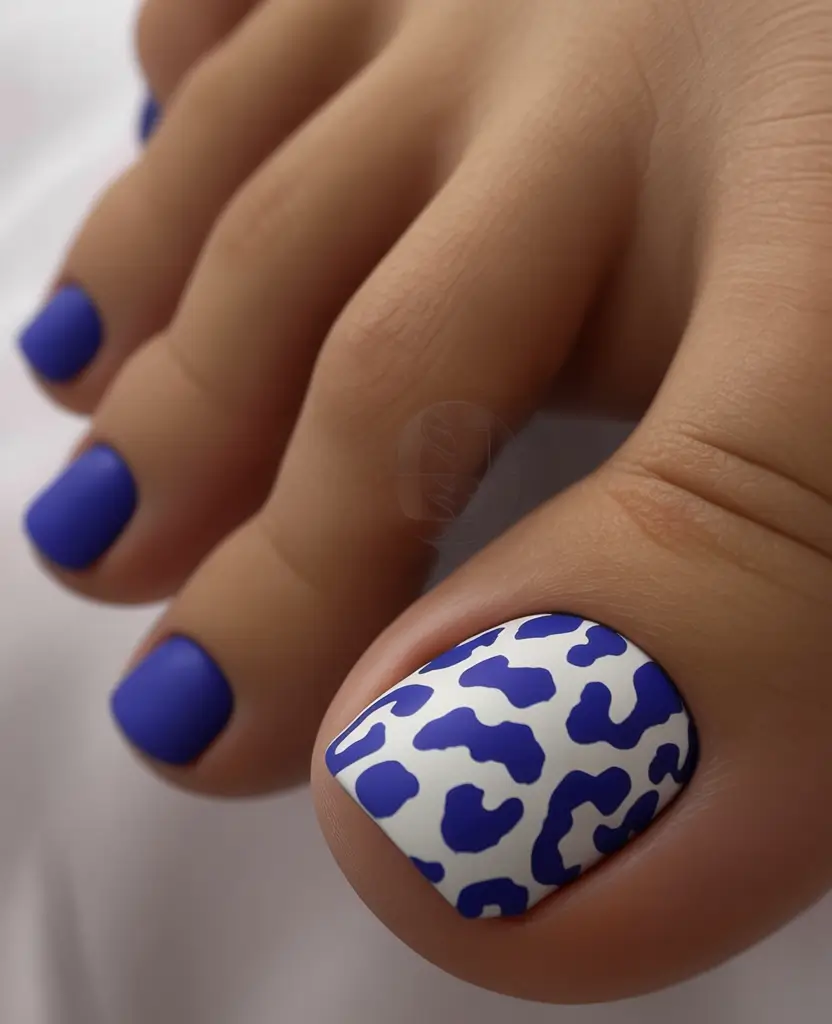 cute toe nails 2026 Blue Leopard Pop