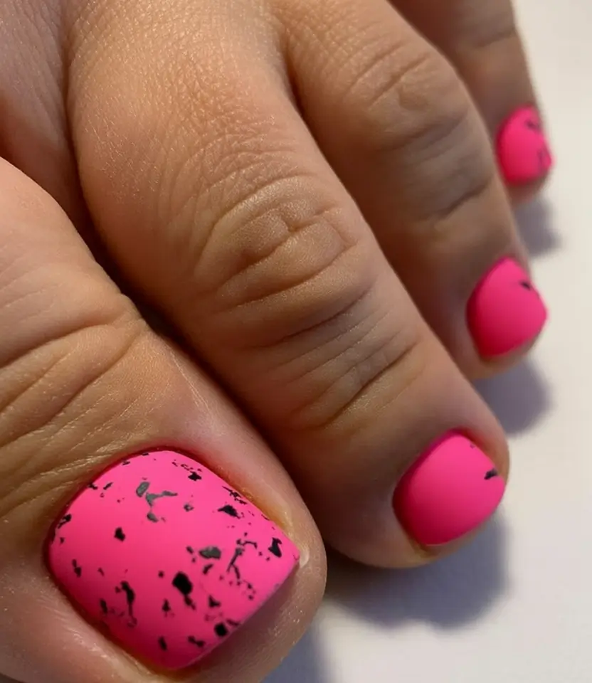 cute toe nails 2026 Hot Pink Splatter Matte