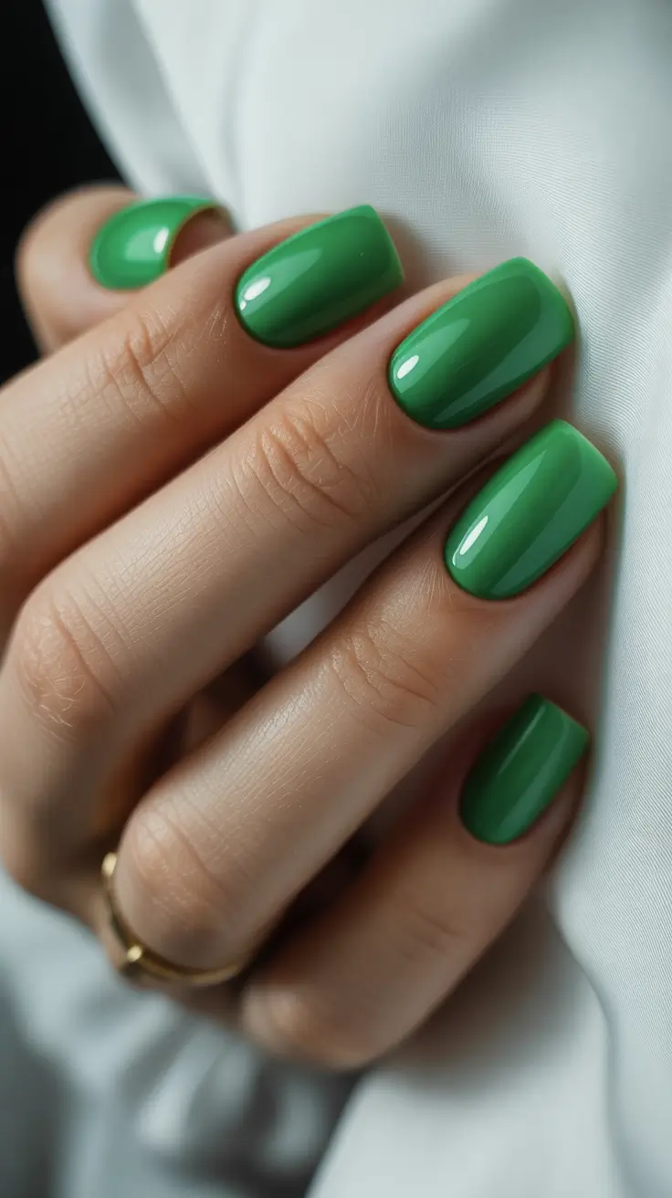 green nails inspiration 2026 Glossy Garden Green for a Soft Everyday Moment