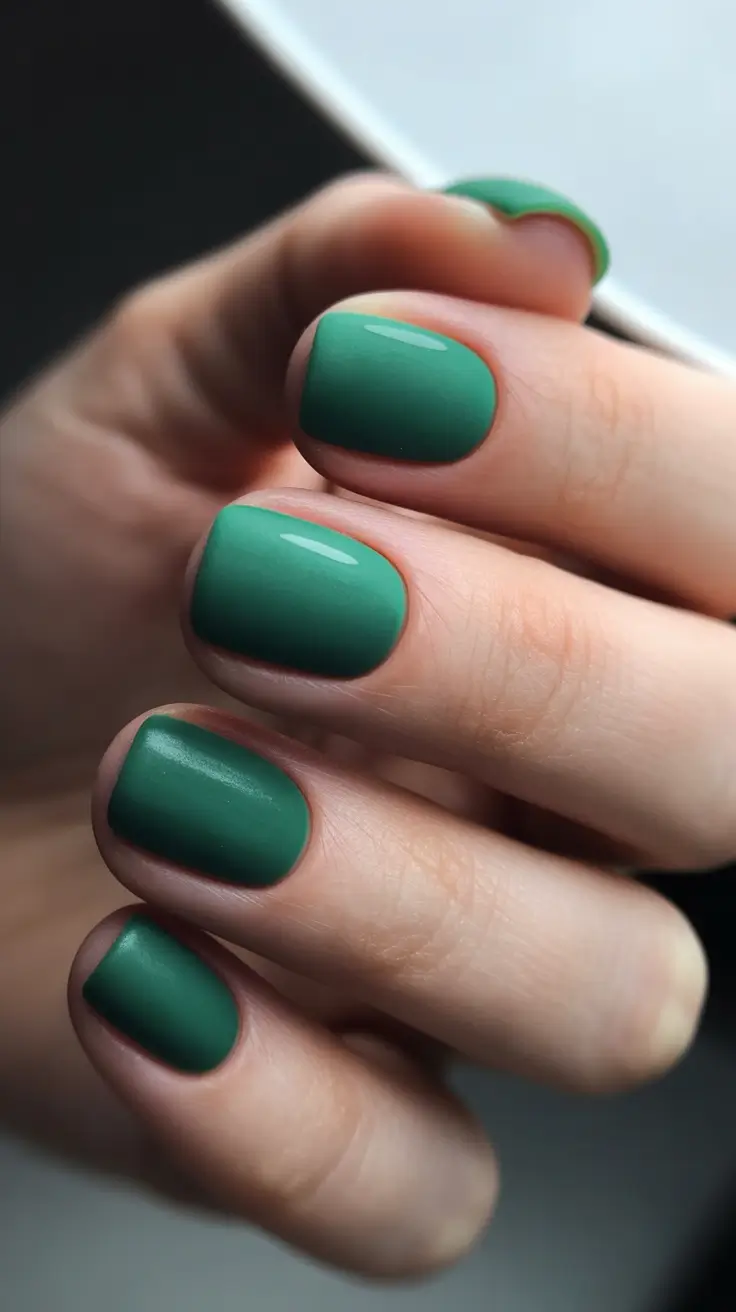 green nails inspiration 2026 Soft Matte Forest for Short Nails With Character