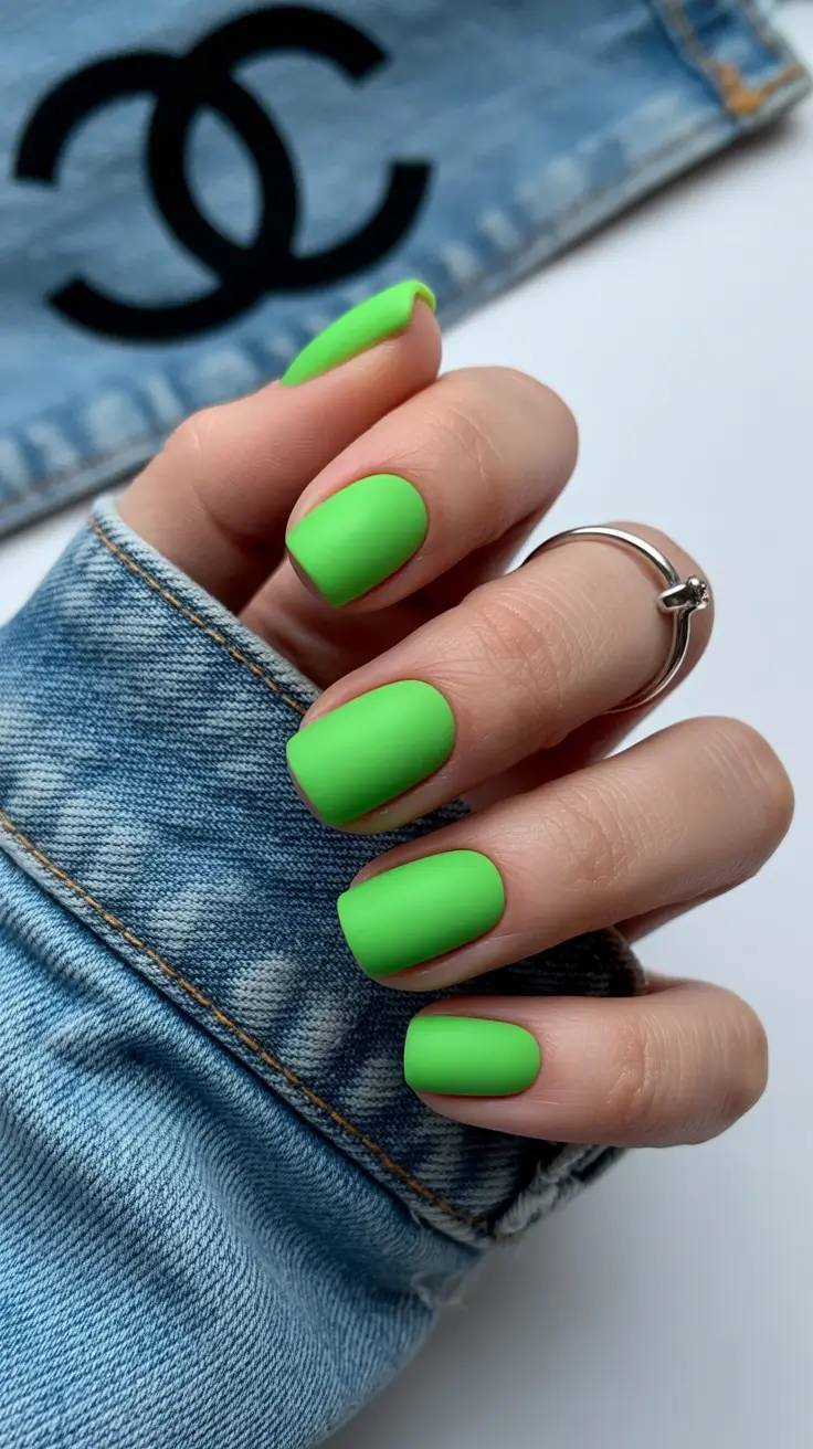 green nails inspiration 2026 Neon Matte Pop for Bold Summer Energy