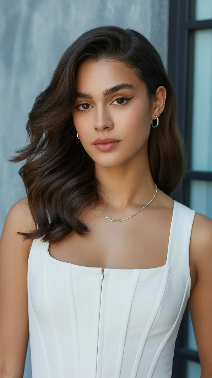 Hairstyles for long hair 2026 - Luxe Side Waves with Smooth Contour