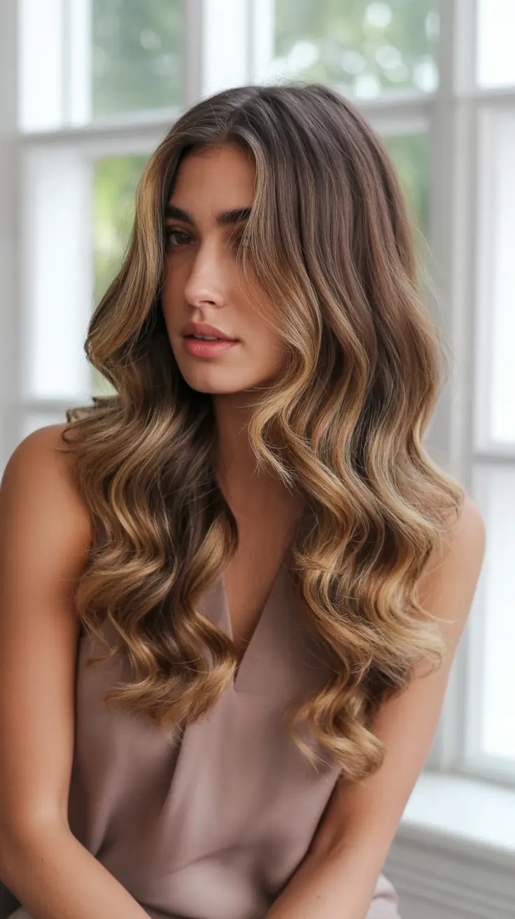 Hairstyles for long hair 2026 - Caramel Balayage Waves with Light Movement