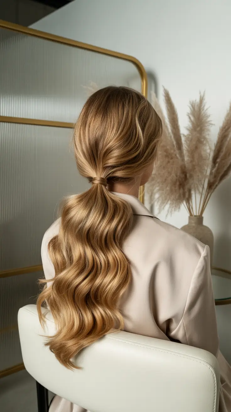 Hairstyles for long hair 2026 - Low Wavy Ponytail with Soft Volume