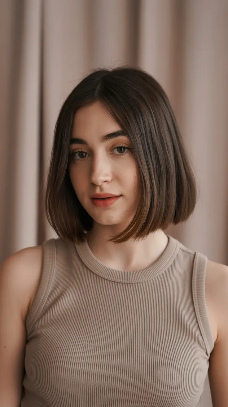 Hairstyles for medium length hair 2026 - Clean Contoured Bob with Soft Natural Finish