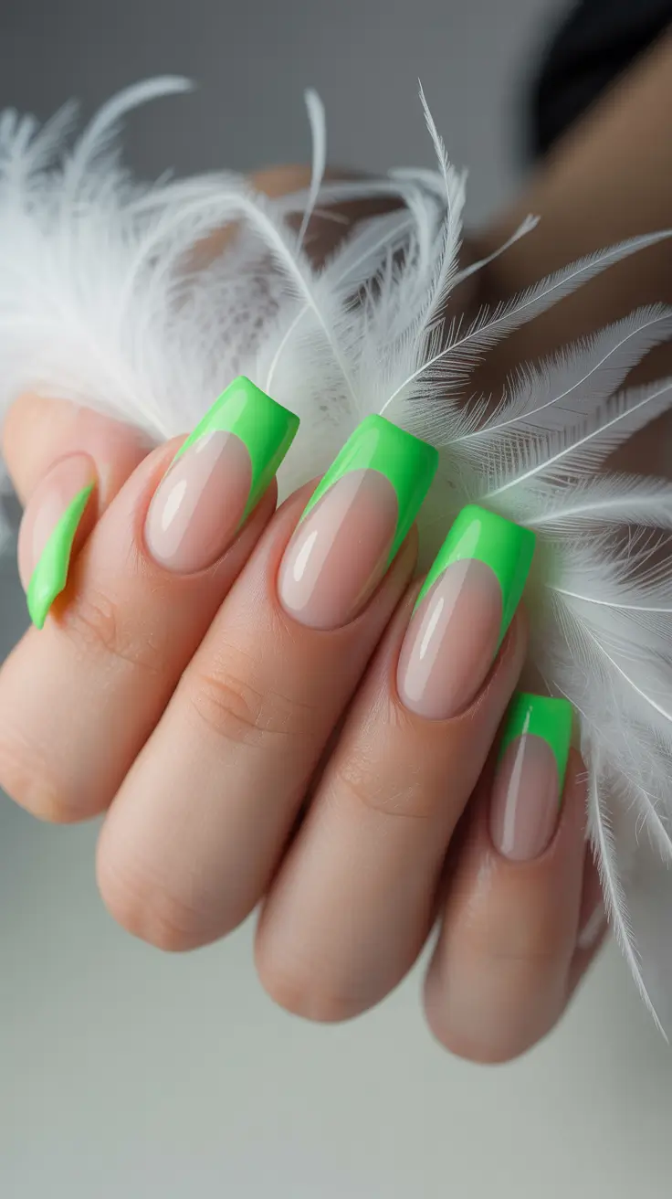 nail inspo 2026 Luminous Green French Revamp