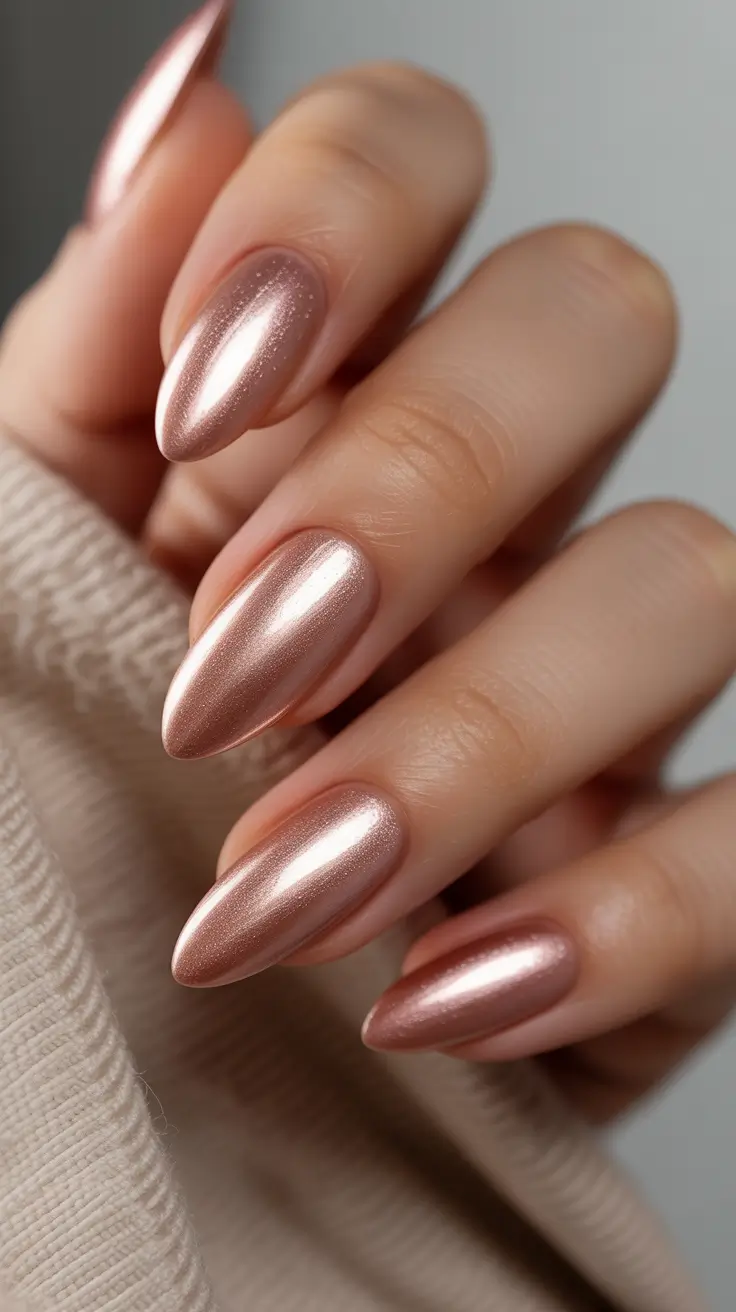 neutral nails for work 2026 Rose Gold Chrome
