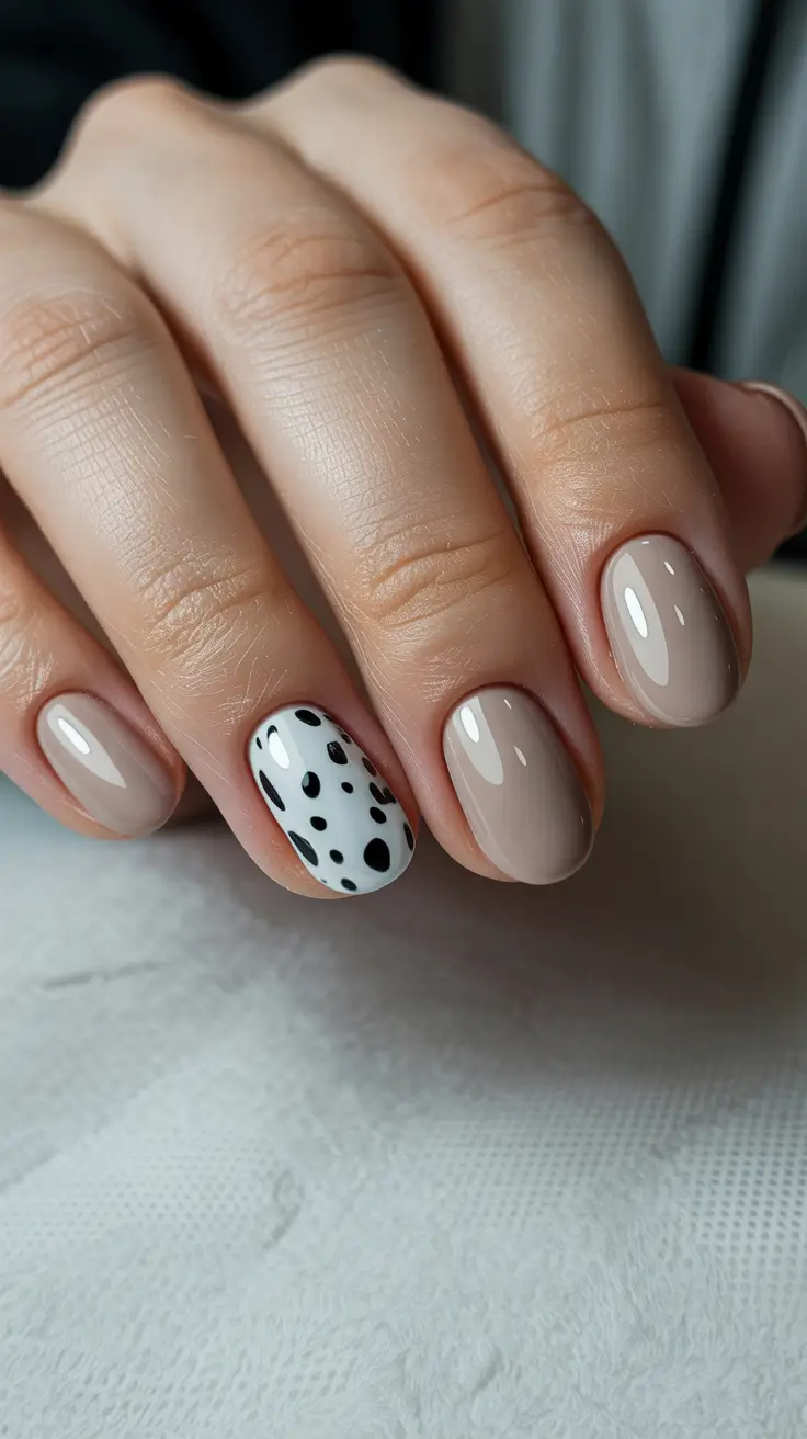 neutral nails for work 2026 Dalmatian Accent Minimalism