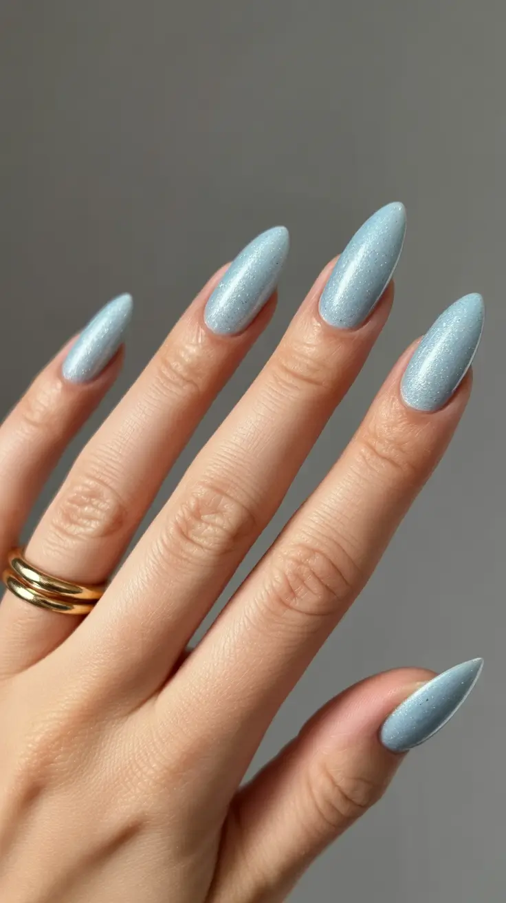 neutral nails for work 2026 Icy Blue Shimmer