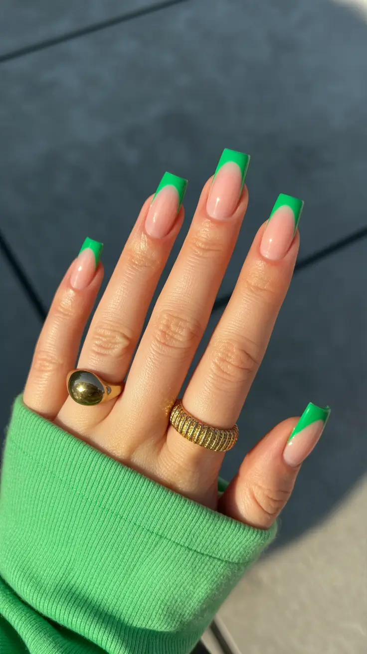 neutral nails for work 2026 Modern Green French