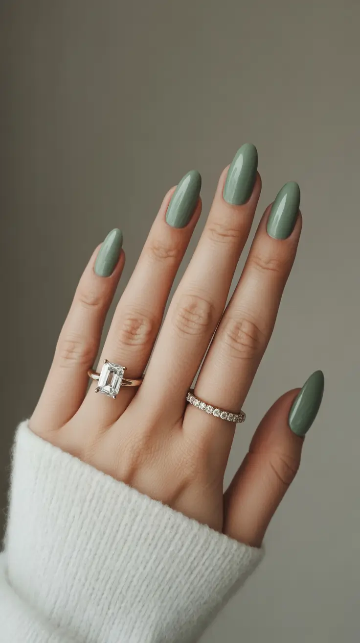 neutral nails for work 2026 Polished Sage Almonds