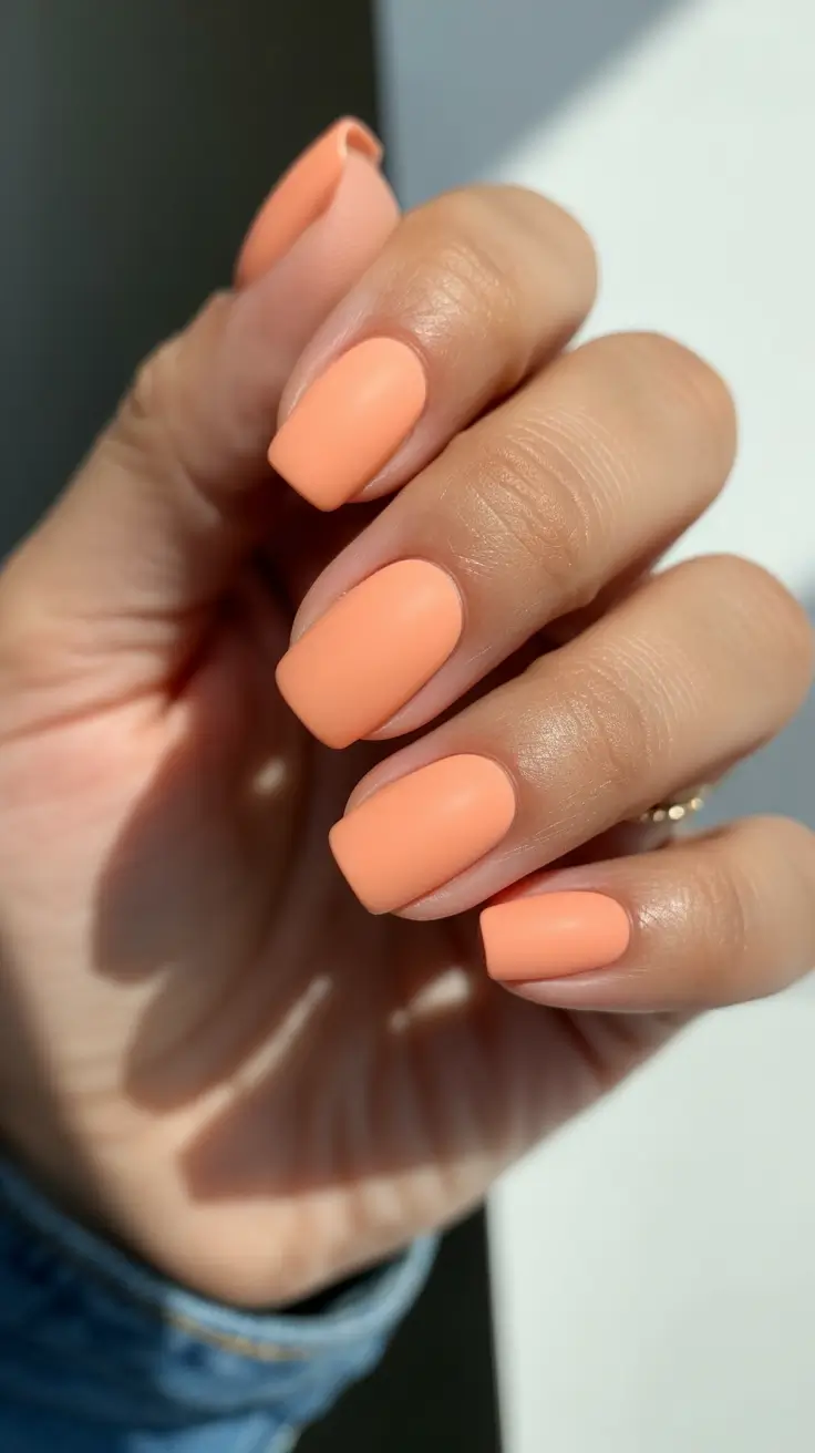 neutral nails for work 2026 Peach Matte Modern Neutral
