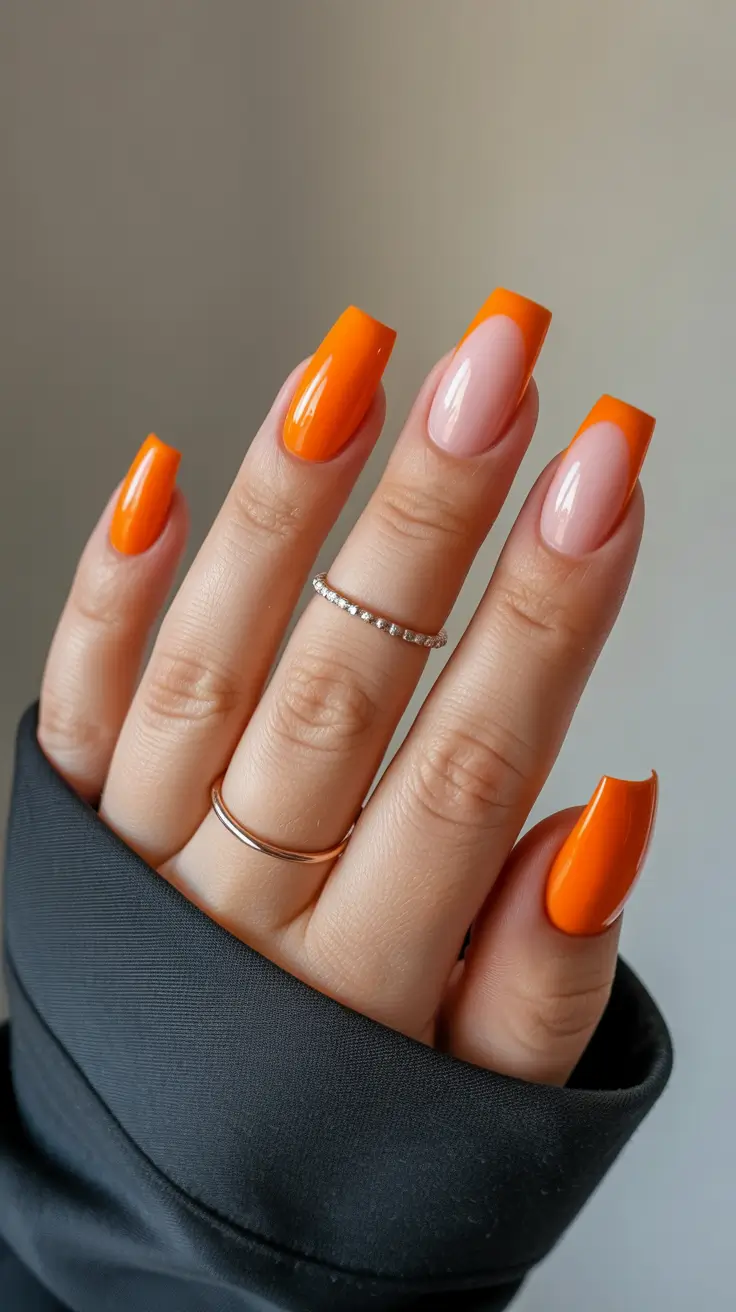 new coffin nails 2026 Tangerine French Boldness for Playful Summer Contrast