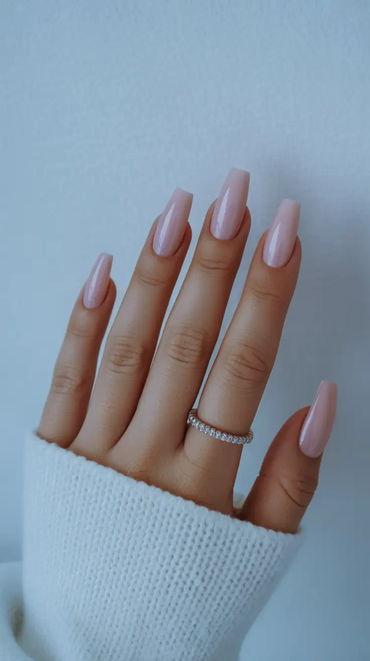 new coffin nails 2026 Soft Light Pink Gloss for Everyday Elegance
