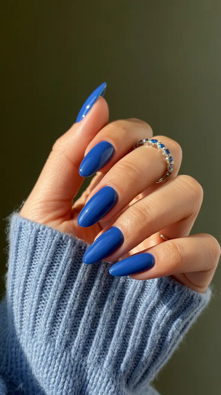 popular nail colors 2026 Classic Sapphire Blue Elegance