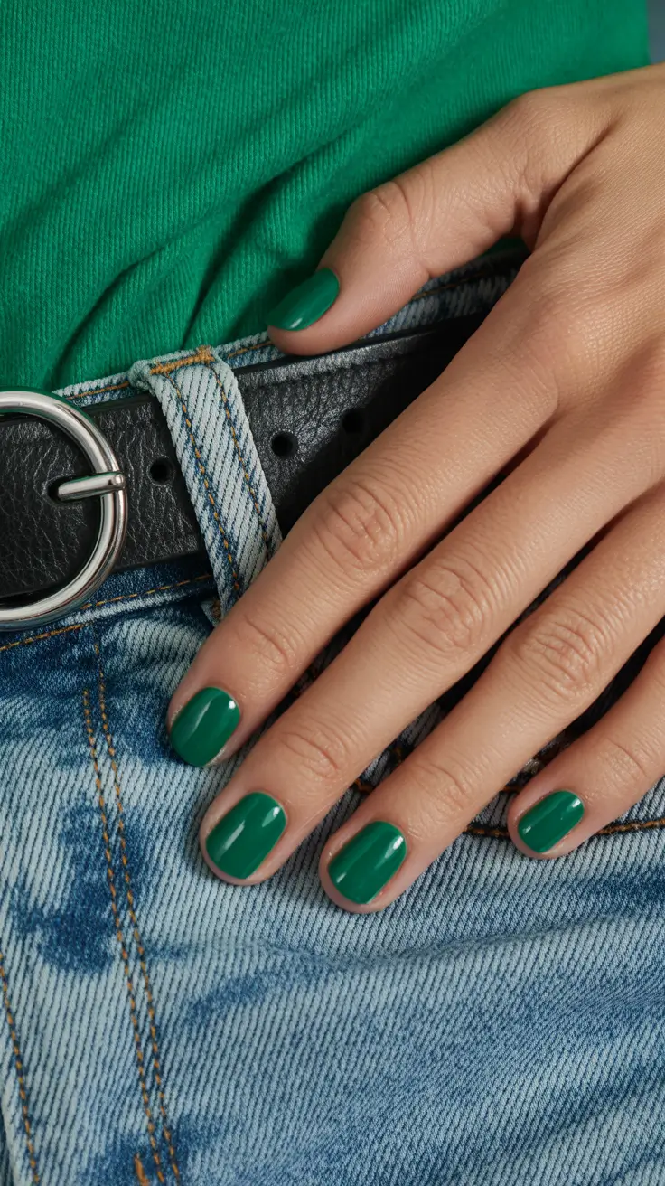 popular nail colors 2026 Deep Spruce Green Comfort