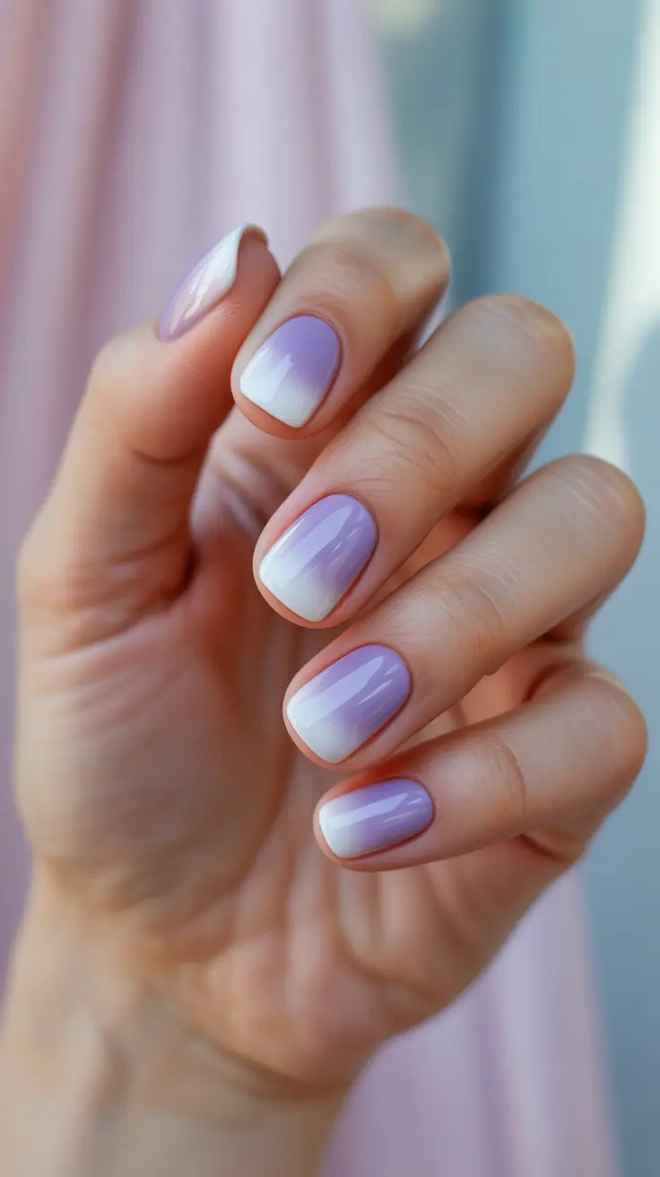 popular nail colors 2026 Soft Lilac Gradient Glow