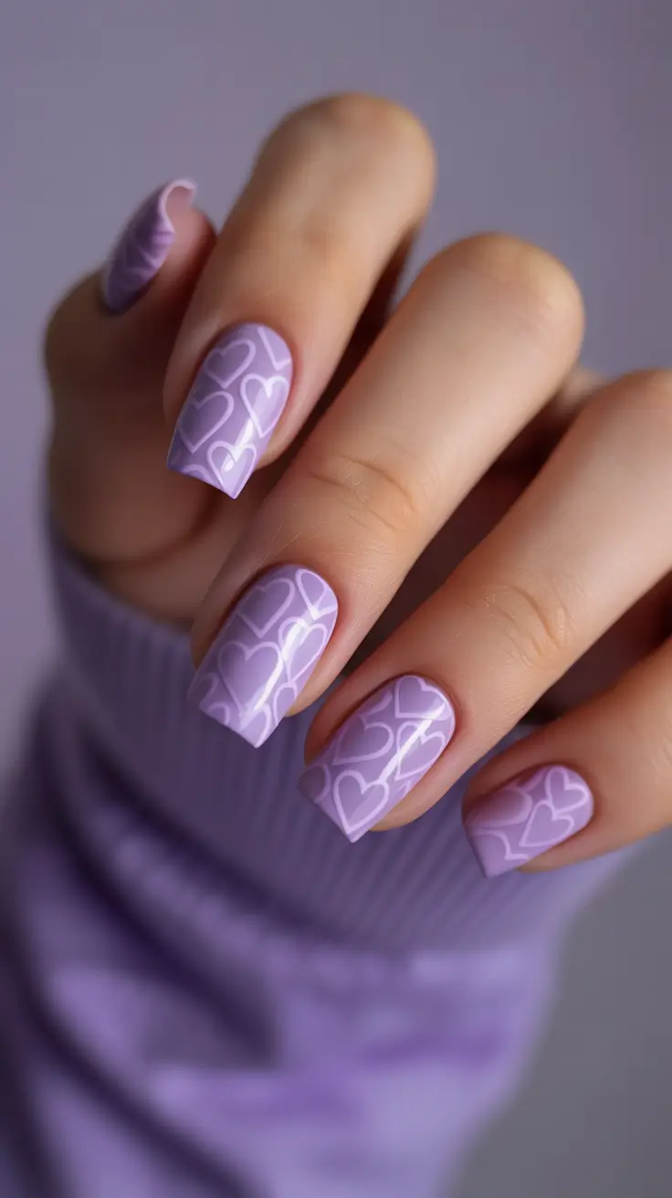 popular nail colors 2026 Lavender Hearts in Soft Matte