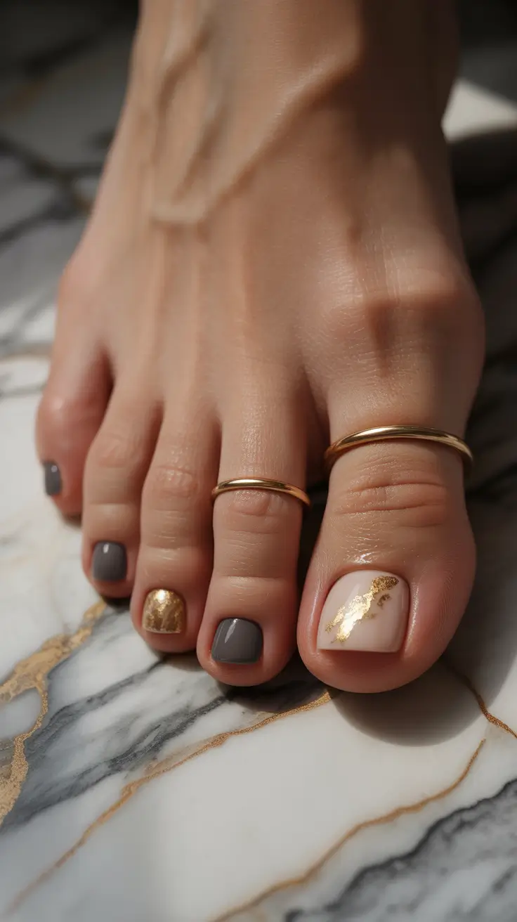 popular toe nail colors 2026 Golden Neutral Luxe