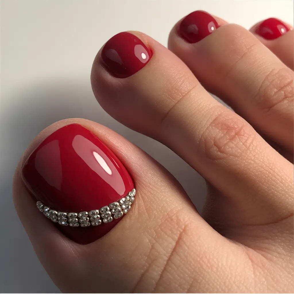 popular toe nail colors 2026 Ruby Gem Minimalism