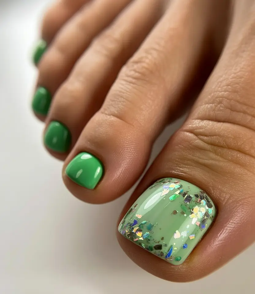 popular toe nail colors 2026 Mint Crystal Freshness