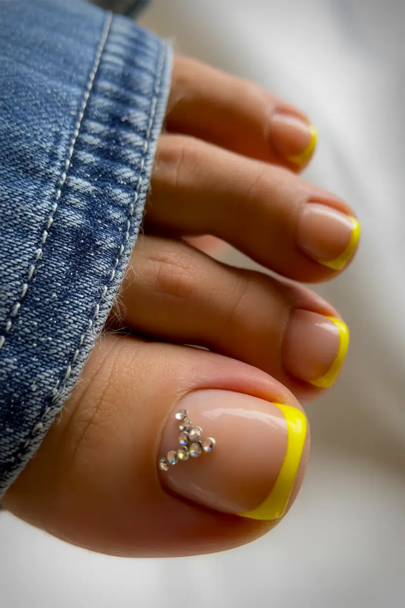 popular toe nail colors 2026 Sunny French Accent
